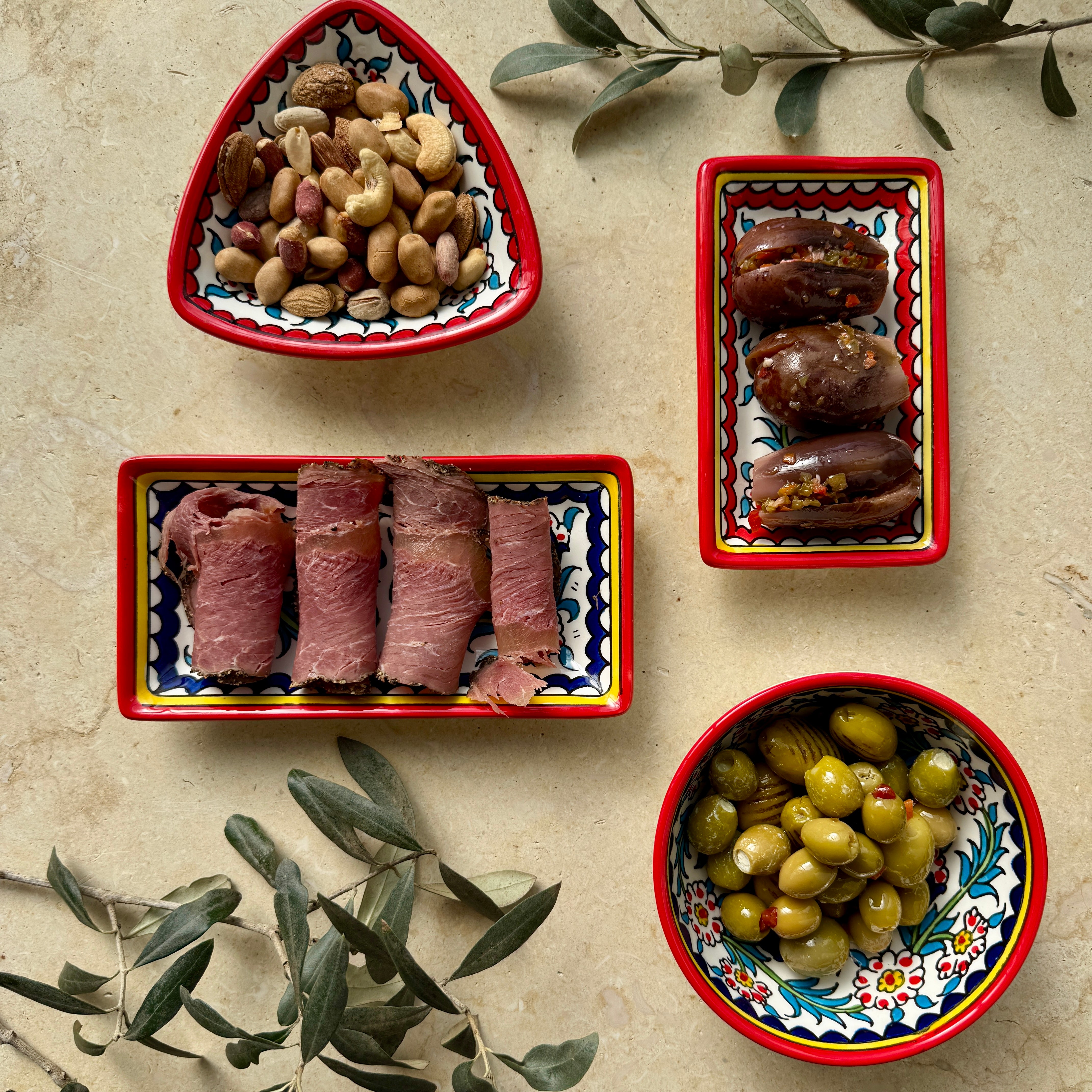 Set of 4 Hebron Ceramic Serving Dishes| Hand Crafted and Painted in Hebron, Palestine - Handmade Palestine | Fairly Traded & Handcrafted Gifts