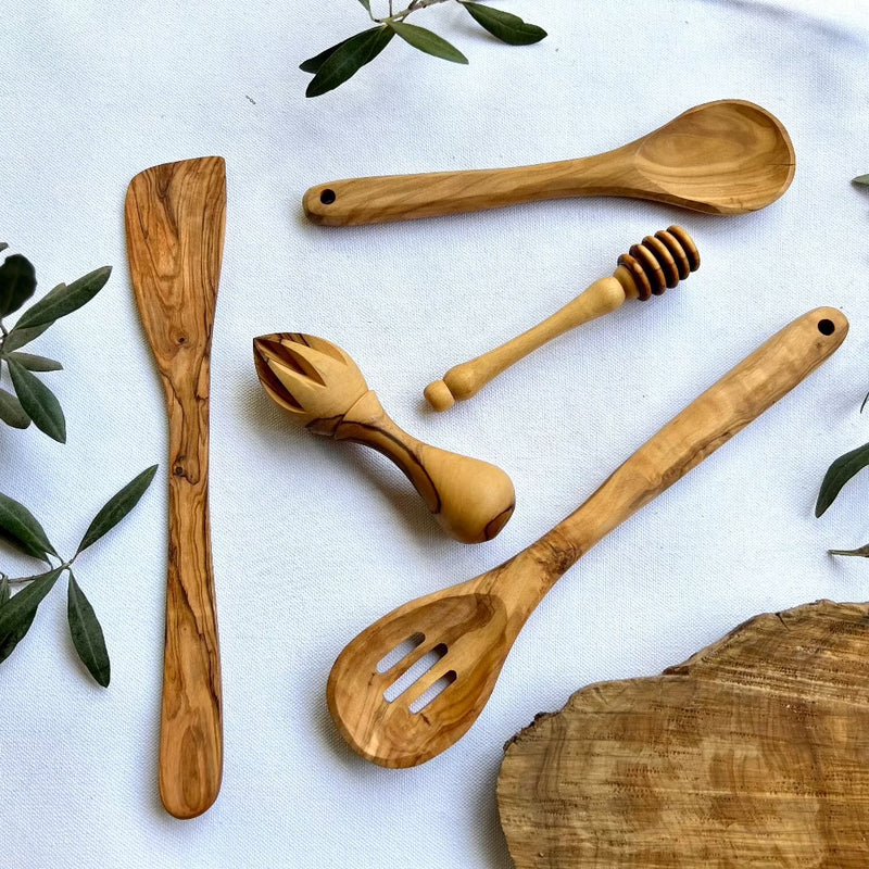 Unique Gifts from Palestine| Olive Wood Perfect Set of Kitchen Utensils