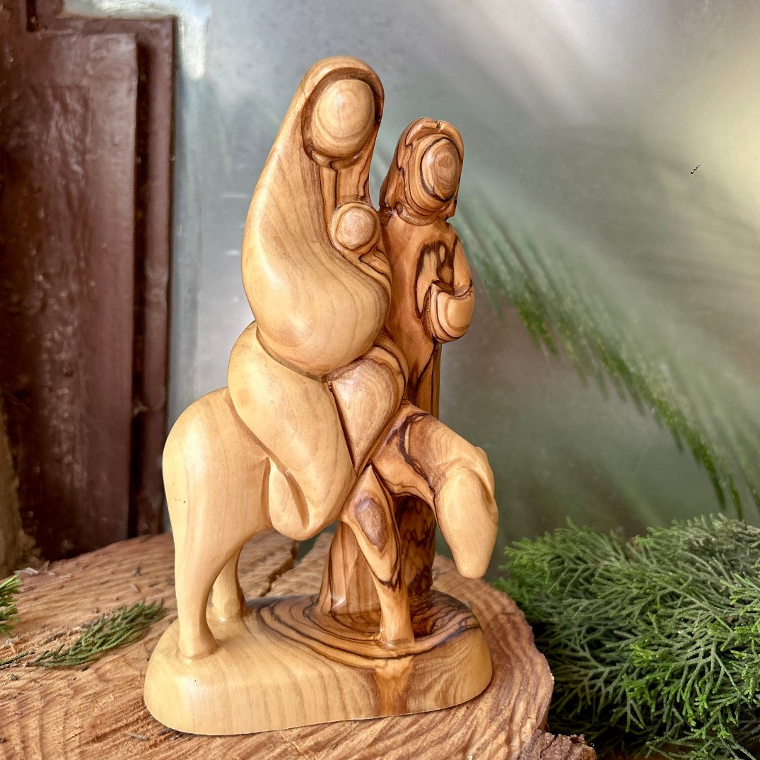 "The Flight to Egypt" | Olive Wood Sculpture of Holy Family | Hand Carved in Bethlehem