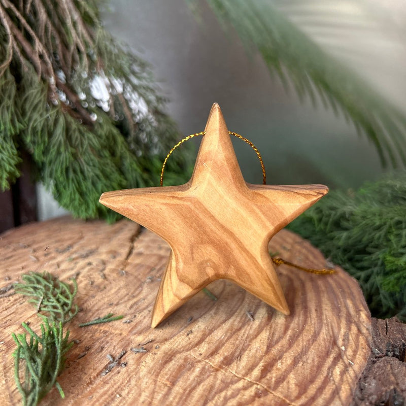 Christmas Star Carved from Olive Wood - Ornaments | Hand Carved from Bethlehem