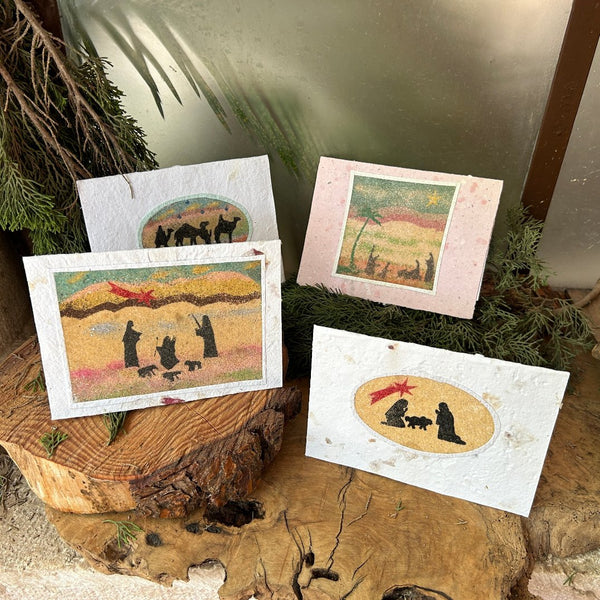 Handmade Christmas Cards from Bethlehem with Sand Art | Set of 4