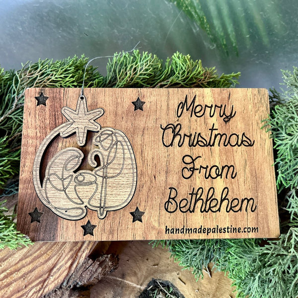 Wooden Christmas Card with Ornament | Crafted in Bethlehem, Palestine