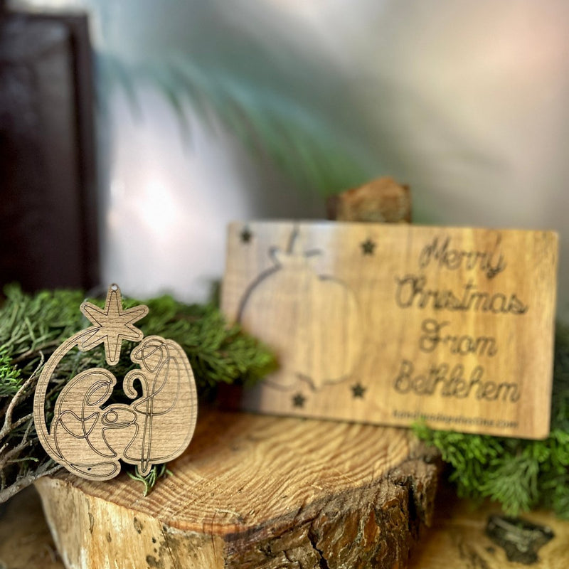 Wooden Christmas Cards with Ornament | Handcrafted from Bethlehem