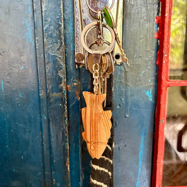 Olivewood Fish Keychain from Palestine