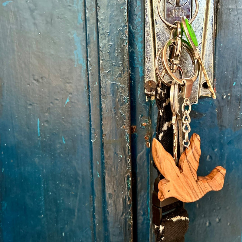Olive Wood Dove of Peace Keychain | Hand Carved from Bethlehem