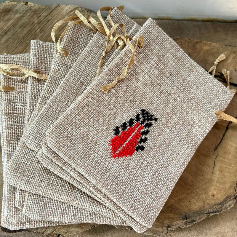 *New* Bundle of 10 Handmade Embroidered Gift Pouches from Palestine with Tatreez