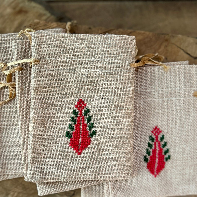 *New* Bundle of 10 Handmade Embroidered Gift Pouches from Palestine with Tatreez