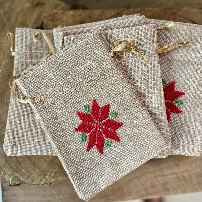 *New* Bundle of 10 Handmade Embroidered Gift Pouches from Palestine with Tatreez