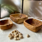 Olive Wood Square Bowls Set of 3 from Palestine | Hand Carved Dishes