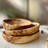 Wooden Round Mezze Dishes -3 Piece Olive Wood Bowl Set from Palestine