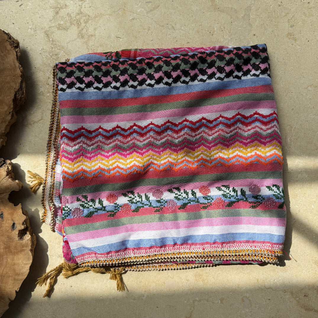 Palestinian Keffiyeh with Traditional Tatreez from Palestine