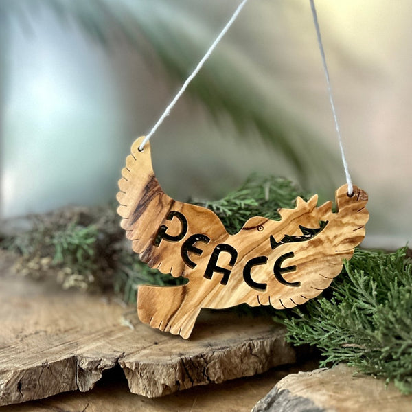 Peace Dove Christmas Tree Wood Ornament from Bethlehem Fairtrade Gifts from Palestine | Handmade Palestine 