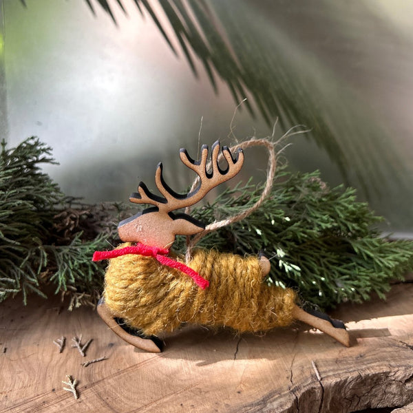 Unique, Handmade Christmas Ornament - Hand Spun Wool Gazelle Decoration