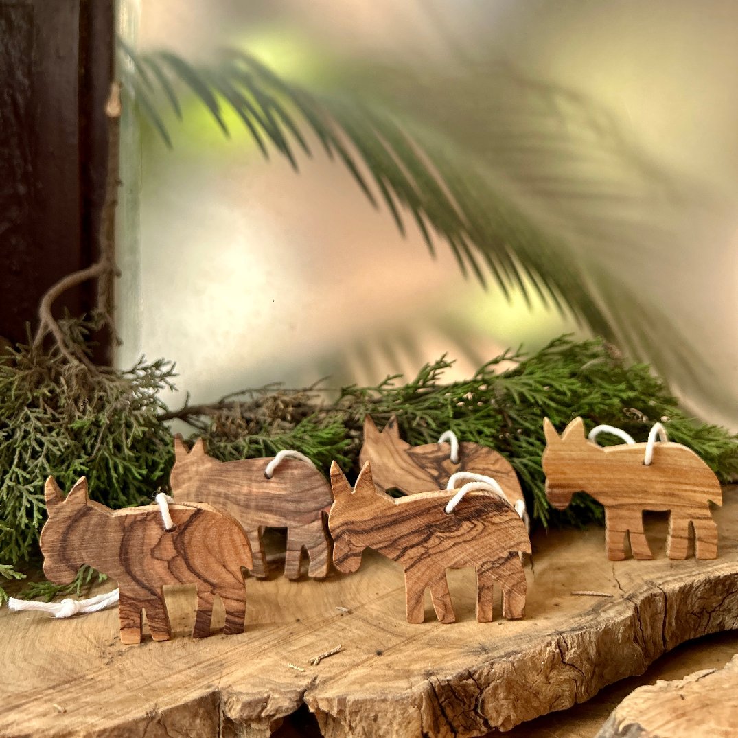 Olive Wood Animal Ornaments | Set of 5 | Handcrafted from Palestine