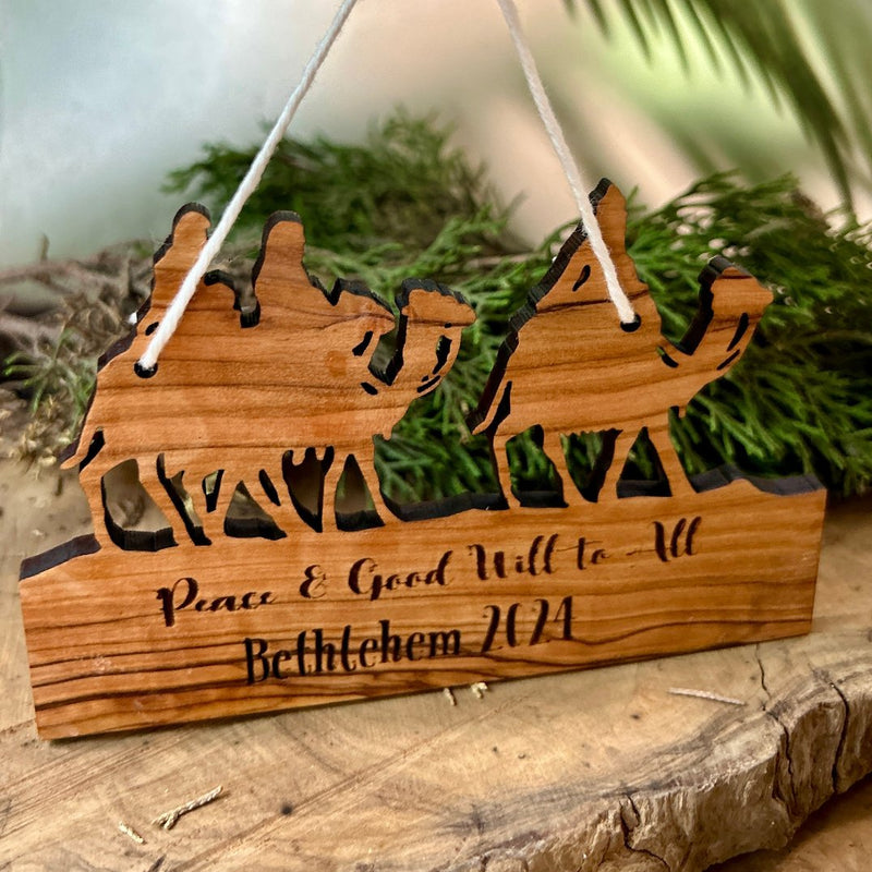 Olive Wood Holiday Tree Ornament | Nativity Scene 3 Wise Men