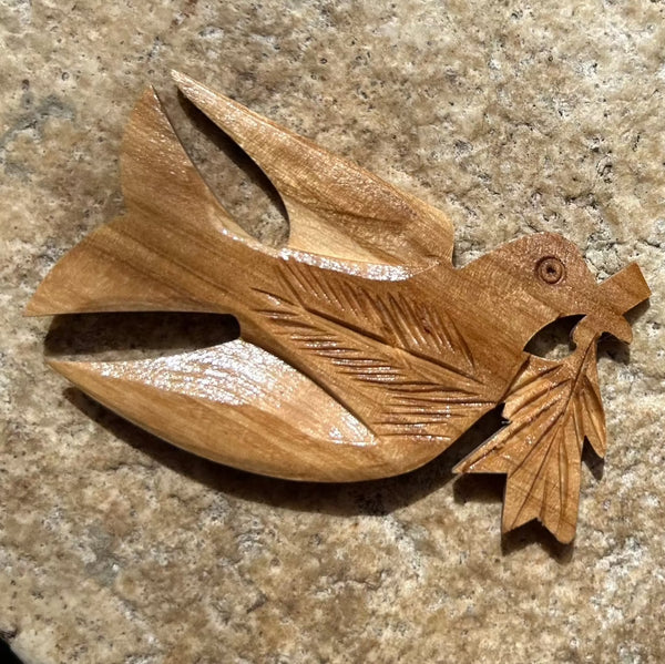 Peace Dove Magnet from Olive Wood Handmade in Palestine