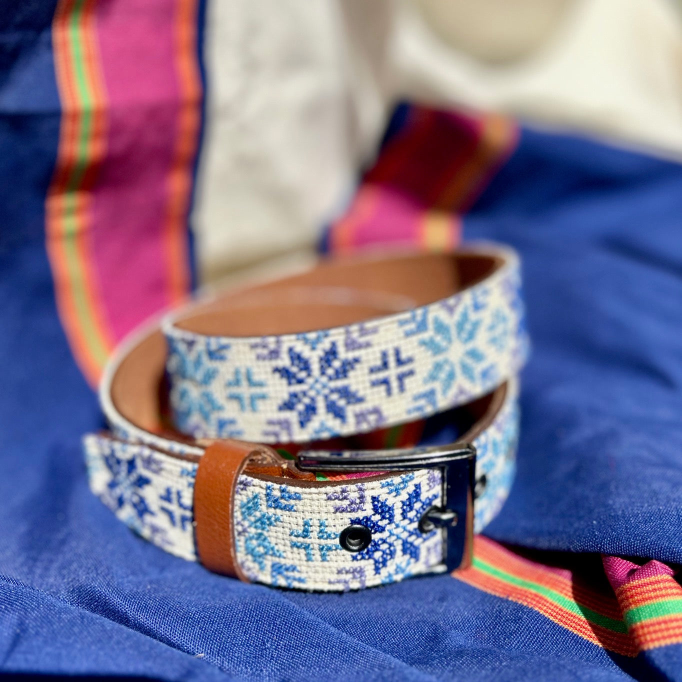 Palestinian Traditional Tatreez - Genuine Palestinian Leather Belt with Hand Embroidery From Palestine