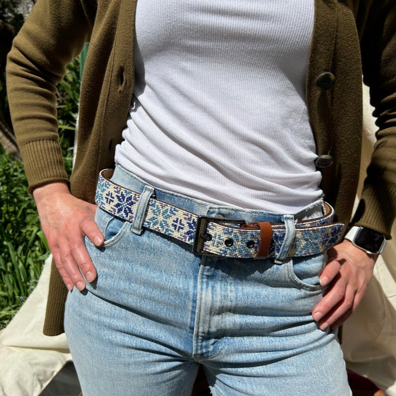 Palestinian Traditional Tatreez - Genuine Palestinian Leather Belt with Hand Embroidery From Palestine