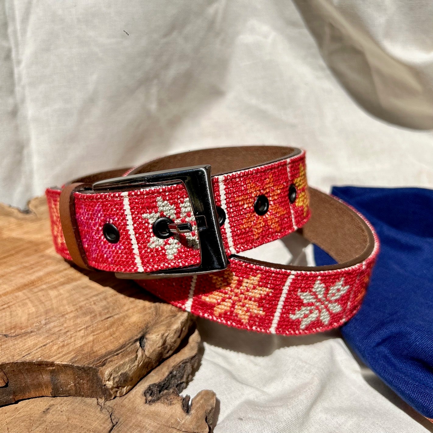 Palestinian Traditional Tatreez - Genuine Palestinian Leather Belt with Hand Embroidery From Palestine