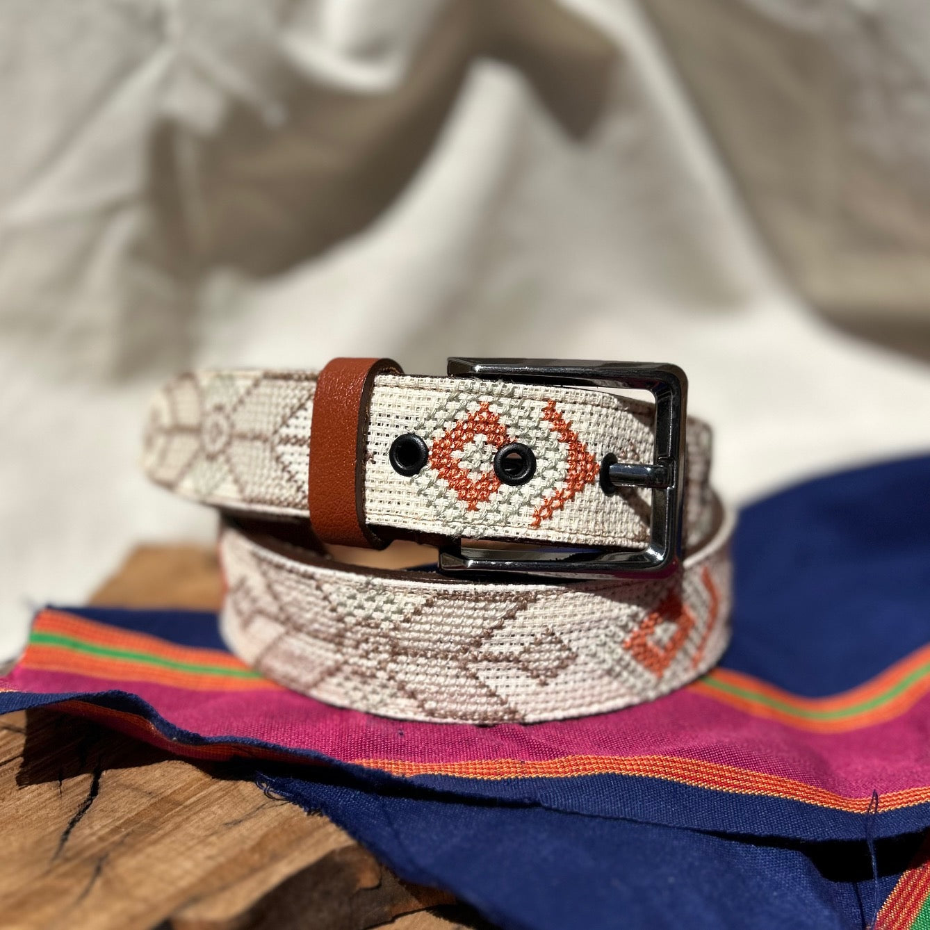 Palestinian Traditional Tatreez - Genuine Palestinian Leather Belt with Hand Embroidery From Palestine