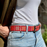 Palestinian Traditional Tatreez - Genuine Palestinian Leather Belt with Hand Embroidery From Palestine