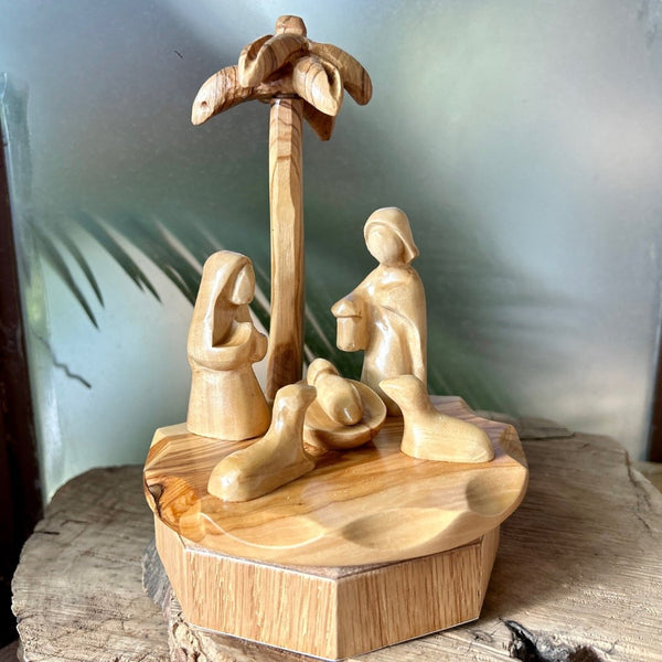 Musical Nativity with Palm Tree | Hand Crafted in Bethlehem