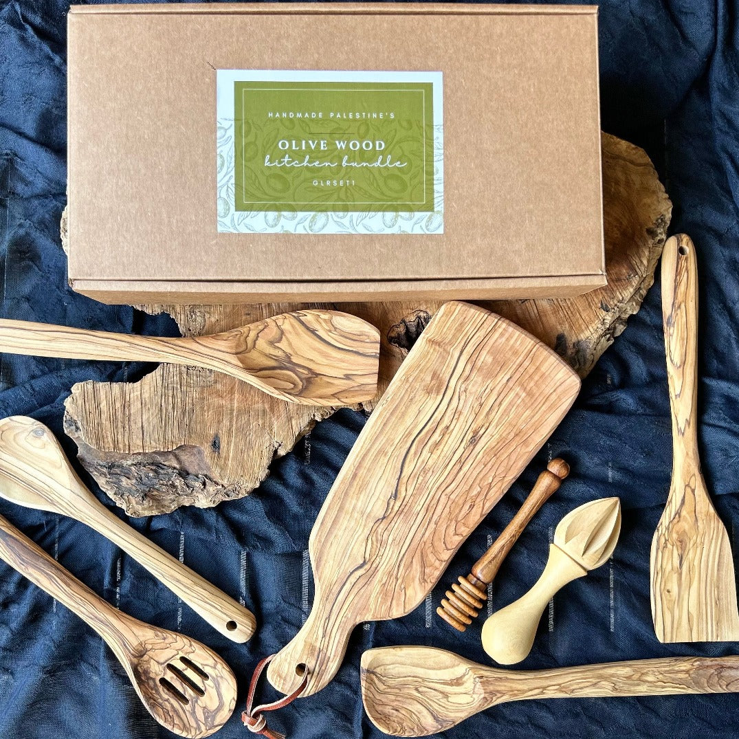 Curated Olive Wood Kitchen Set | Gift Box for the Foodie | Hand Carved from Bethlehem