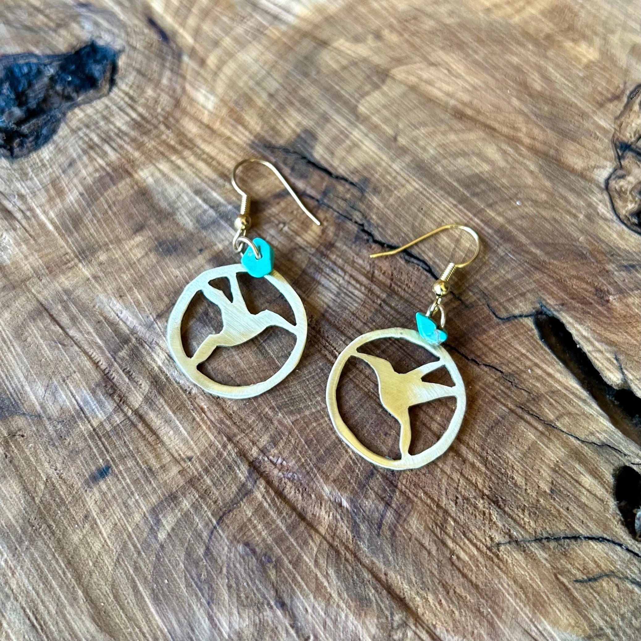 Sunbird of Palestine Outline Brass Earrings |Handmade Jewelry from Palestine