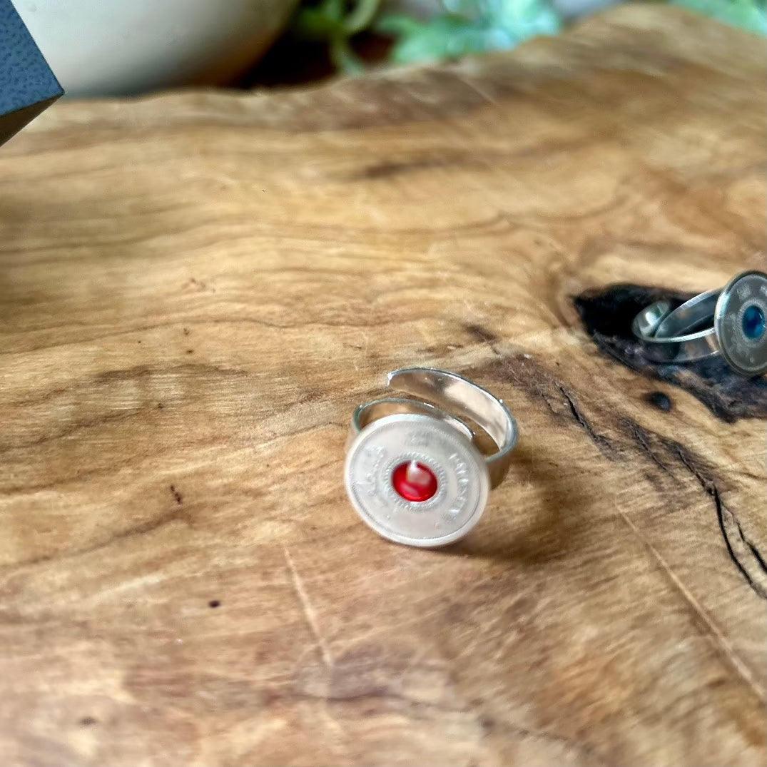 Ring with Palestinian Coin Adjustable | Sterling Silver | Set With Stones from Palestinian Cities