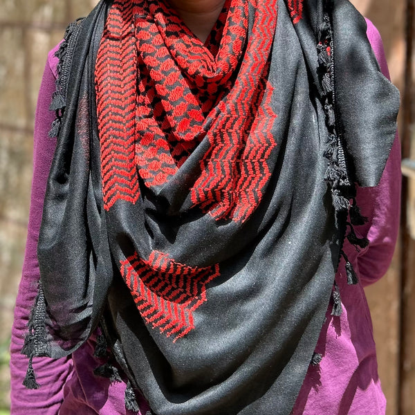 Restocking May 15: Original Keffiyeh from Hebron in Red and black