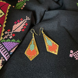 Jamilla Palestinian Tatreez on Brass Earrings | From Palestinian Women Artisans