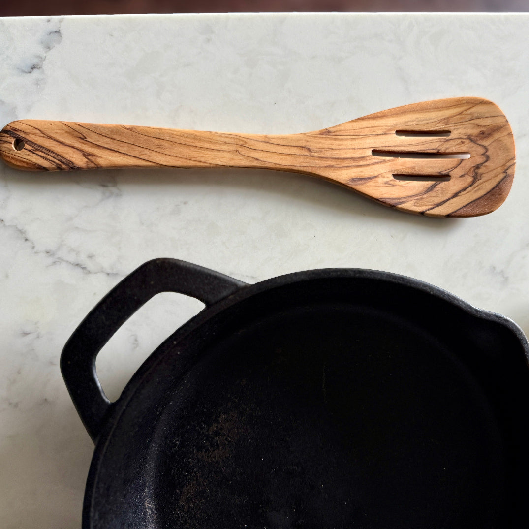 Olive Wood Slotted Spoon | Kitchen Cooking Utensils | Crafted from Bethlehem