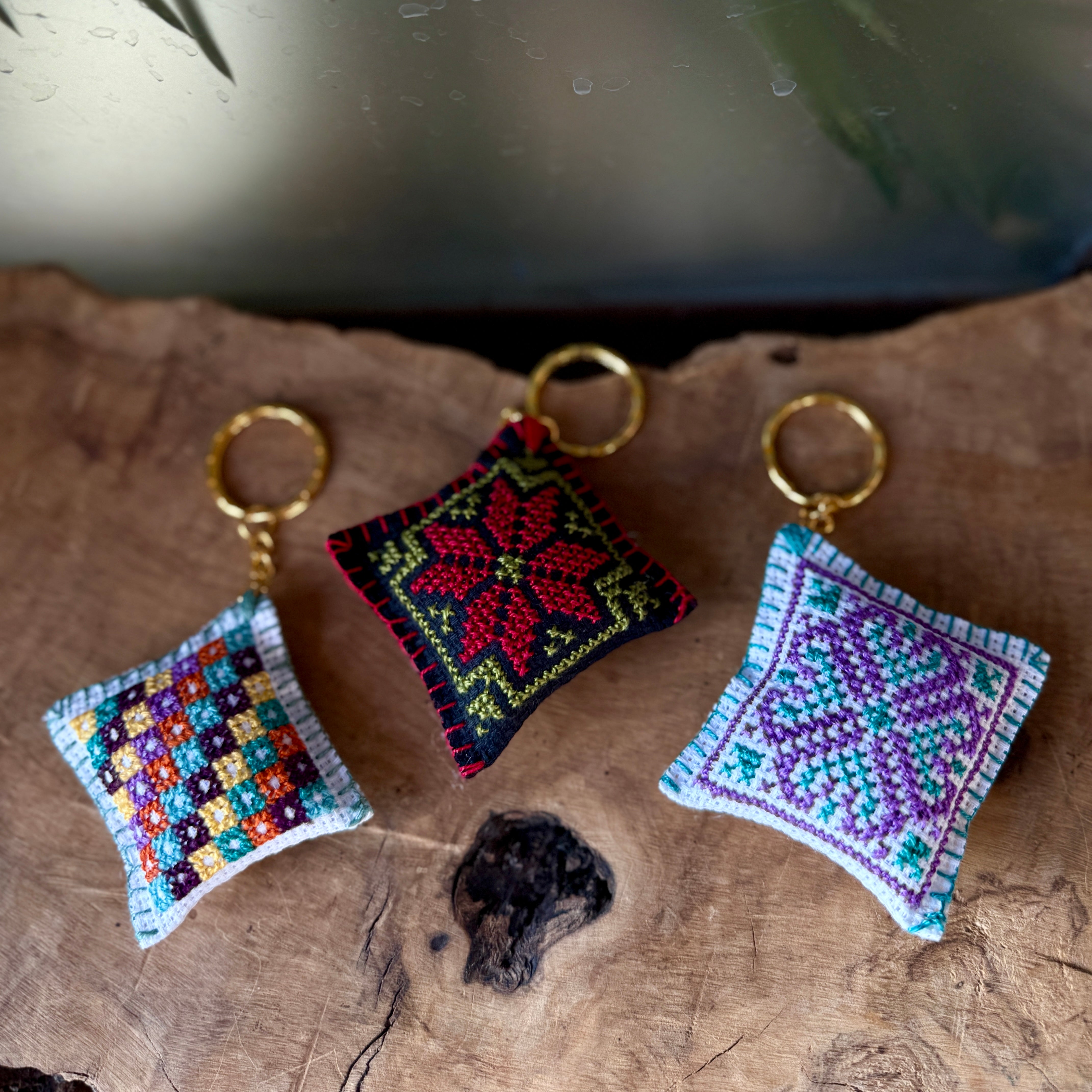 Tatreez Pillow Key Chains from Palestinian Women Embroiders