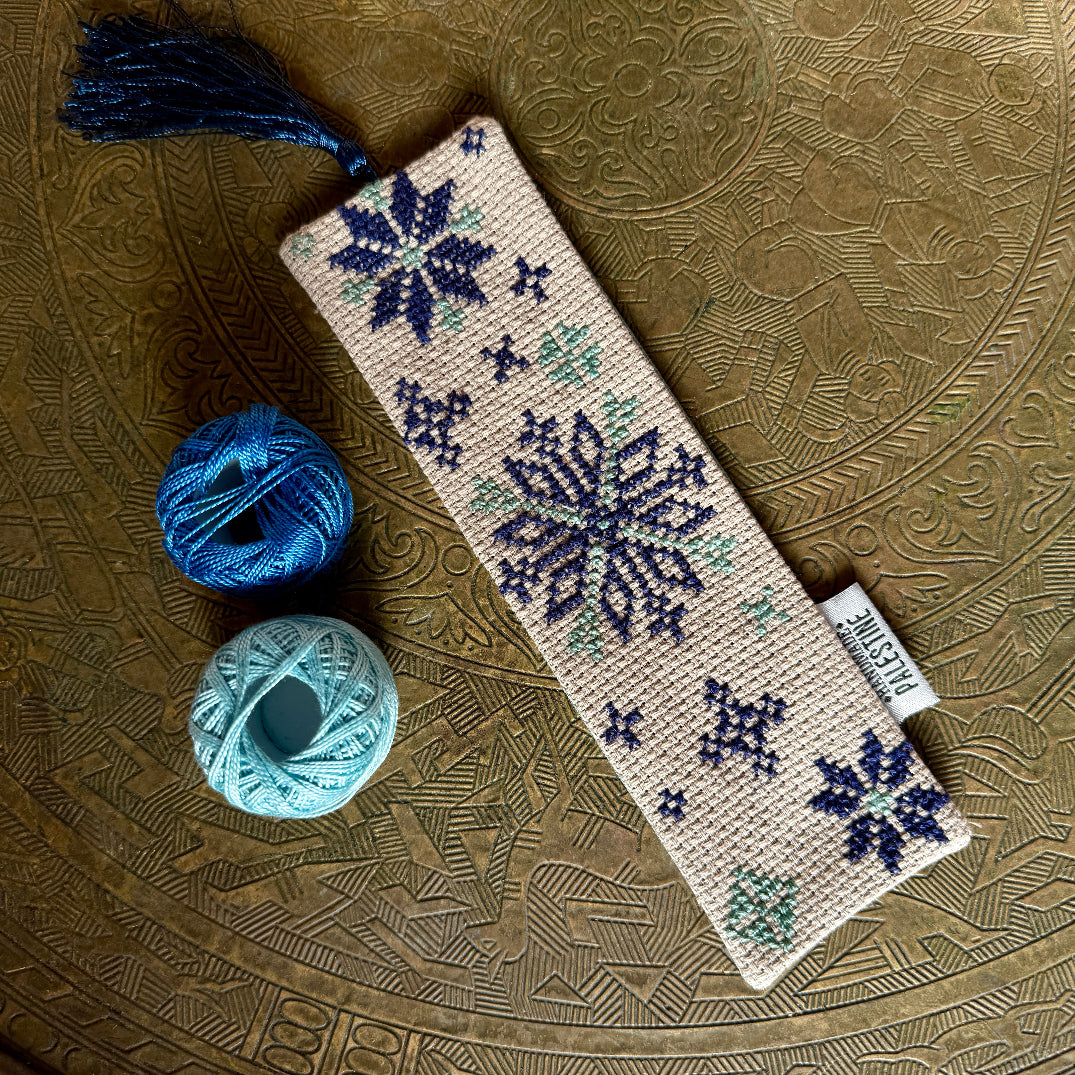 Palestinian Tatreez Bookmark with Snowflakes and Traditional Motifs