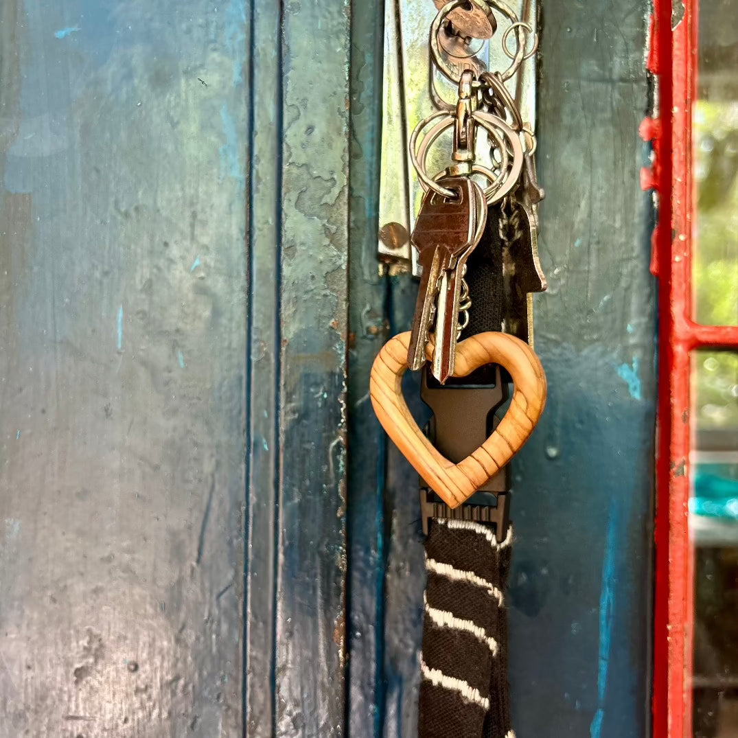 Heart Keychain in Olive Wood | "Ya Falasteen" Print | Hand Crafted from Bethlehem