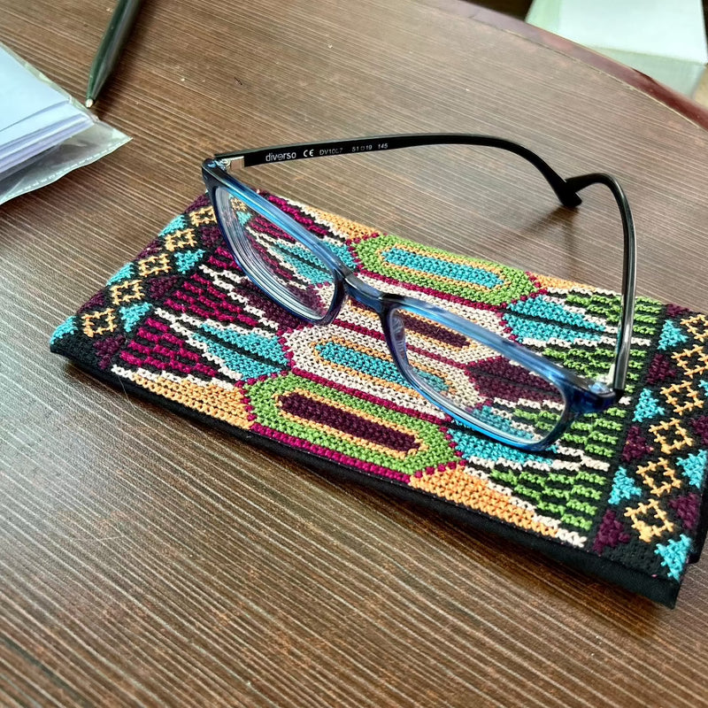 Handmade Palestinian Tatreez Eyeglass Pouch | Traditionally Crafted by Women in Palestine