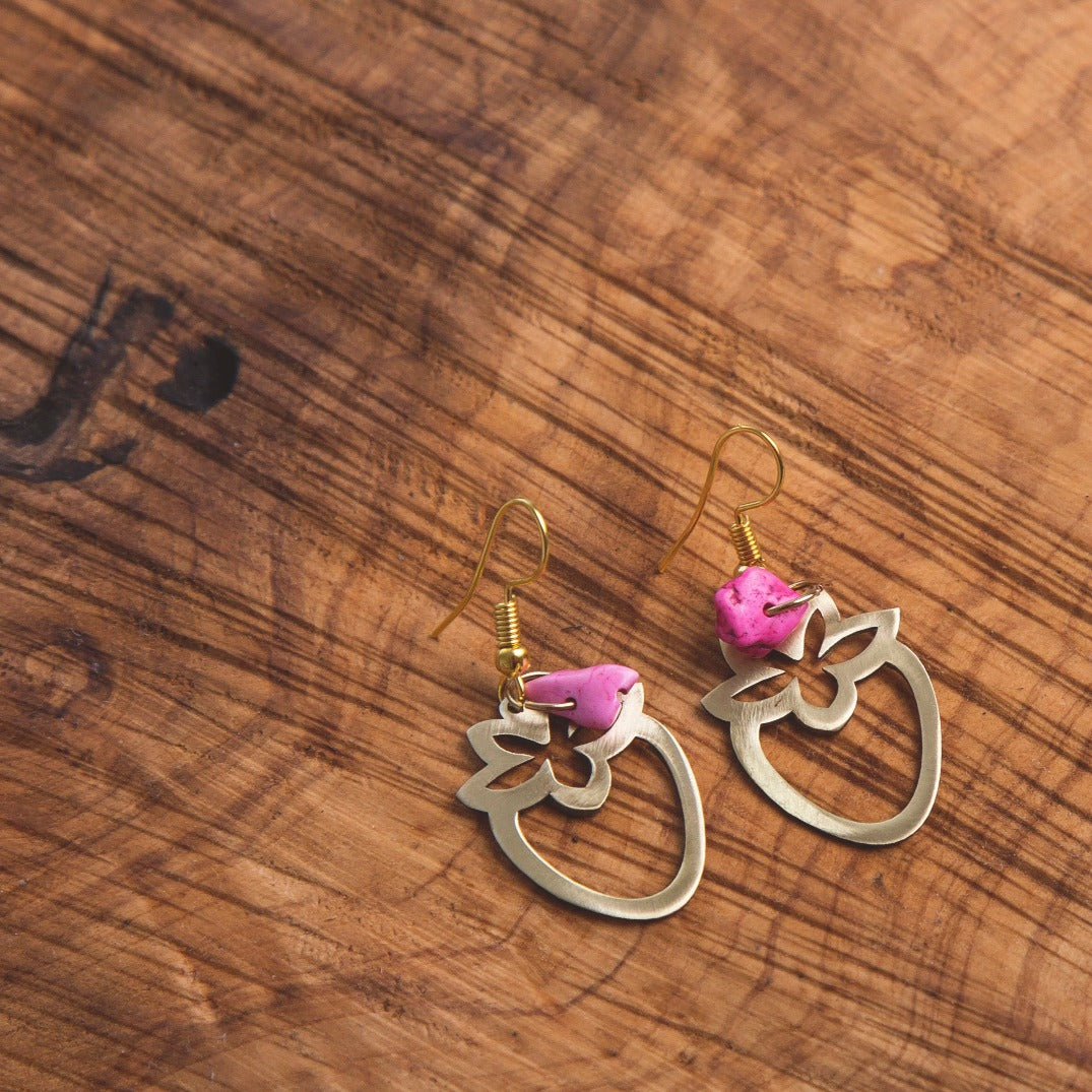 Gaza Strawberry Calligraphy Earrings | Handmade Jewelry from Palestine