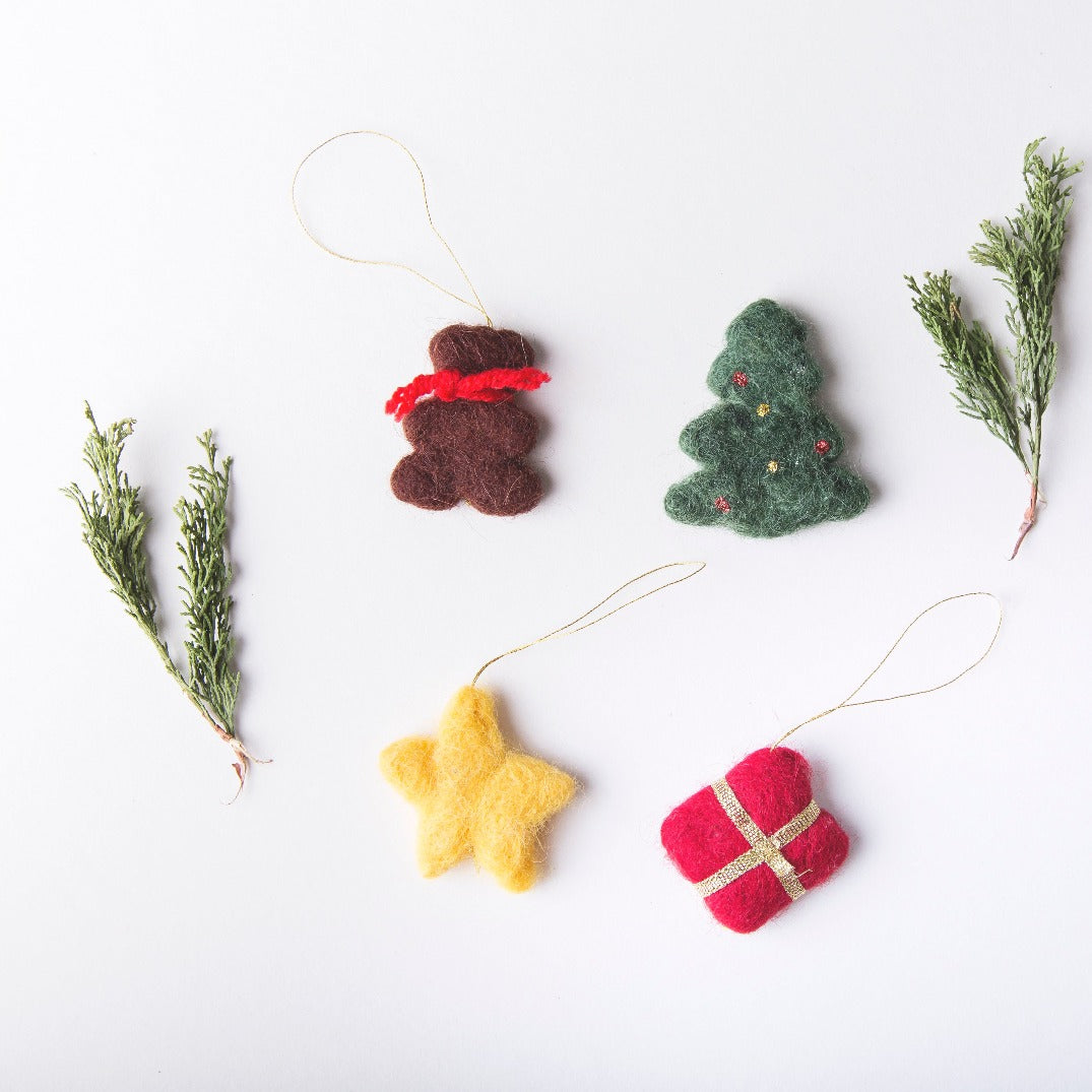 Felted Wool Christmas Ornaments | Set of 4 | Handcrafted from Bethlehem