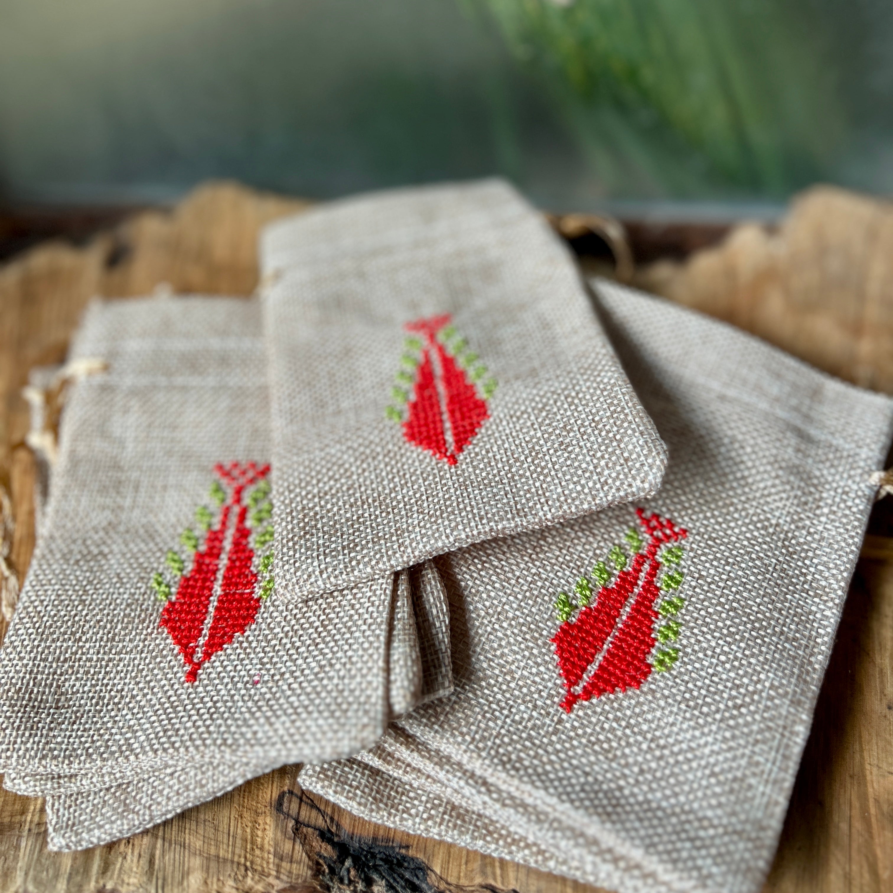 Bundle of 10 Embroidered Gift Pouches from Palestine