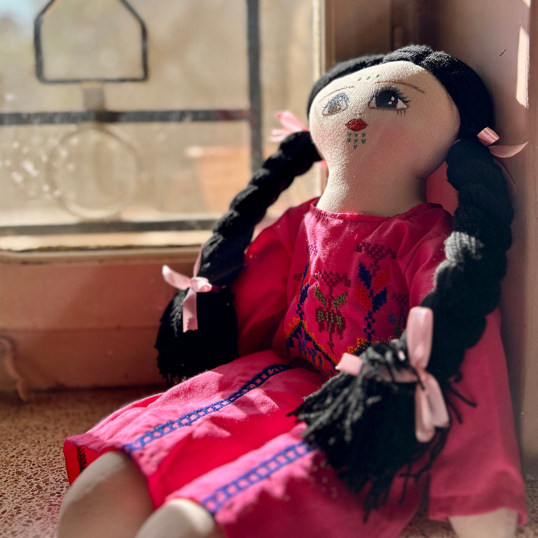 Handmade Palestinian Doll with Tatreez Thob and Hand Painted Face