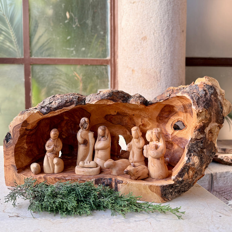 Full Olive Wood Nativity Set with 11 pieces from the Holy Land | Hand Crafted in Bethlehem
