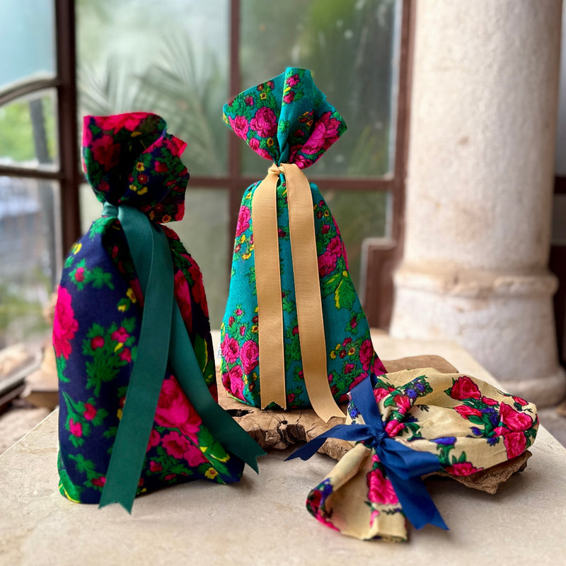Reusable Cloth Gift Bags from Palestine with Traditional Fabric | Set of 3 Colors