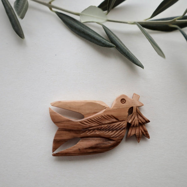 Peace Dove Magnet from Olive Wood Handmade in Palestine