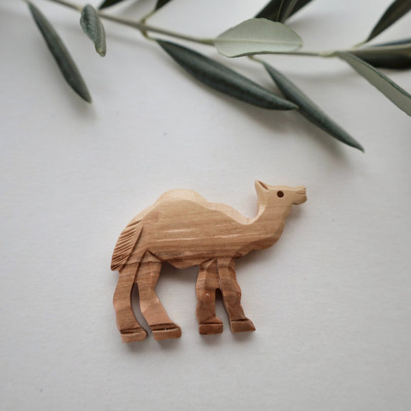 Carved Camel Magnet from Olive Wood Handmade in Palestine