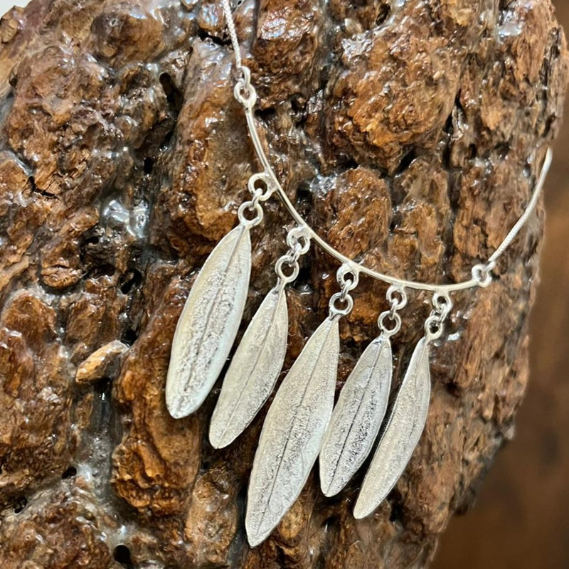 Handcrafted Sterling Silver Olive Leaf Necklace from Palestine