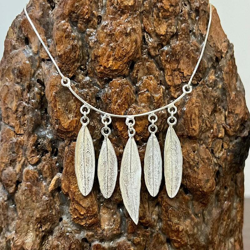 Handcrafted Sterling Silver Olive Leaf Necklace from Palestine