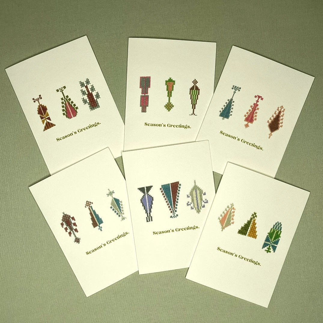 Set of 6 Holiday Season's Greetings Gift Cards: A Celebration of Palestinian Tatreez