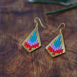 Jamilla Palestinian Tatreez on Brass Earrings - 3 Color Embroidery Gifts from Palestine