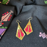 Jamilla Palestinian Tatreez on Brass Earrings | From Palestinian Women Artisans