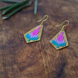 Jamilla Palestinian Tatreez on Brass Earrings - 3 Color Embroidery Gifts from Palestine